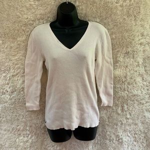 Lauren By Ralph Lauren 100% Cotton White Long Sleeve Ribbed Shirt!